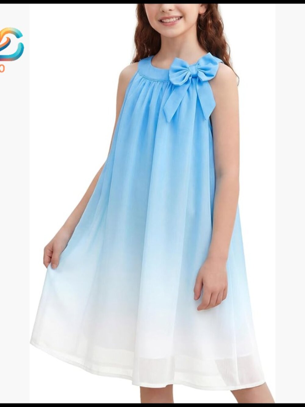 Girls Chiffon Halter Sundress Lightweight A-Line Princess Dress Size 9-10